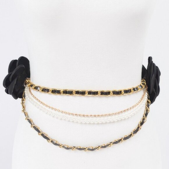 Two Flowers Multi Layered Plus Size Chain Belt - Picture 1 of 4